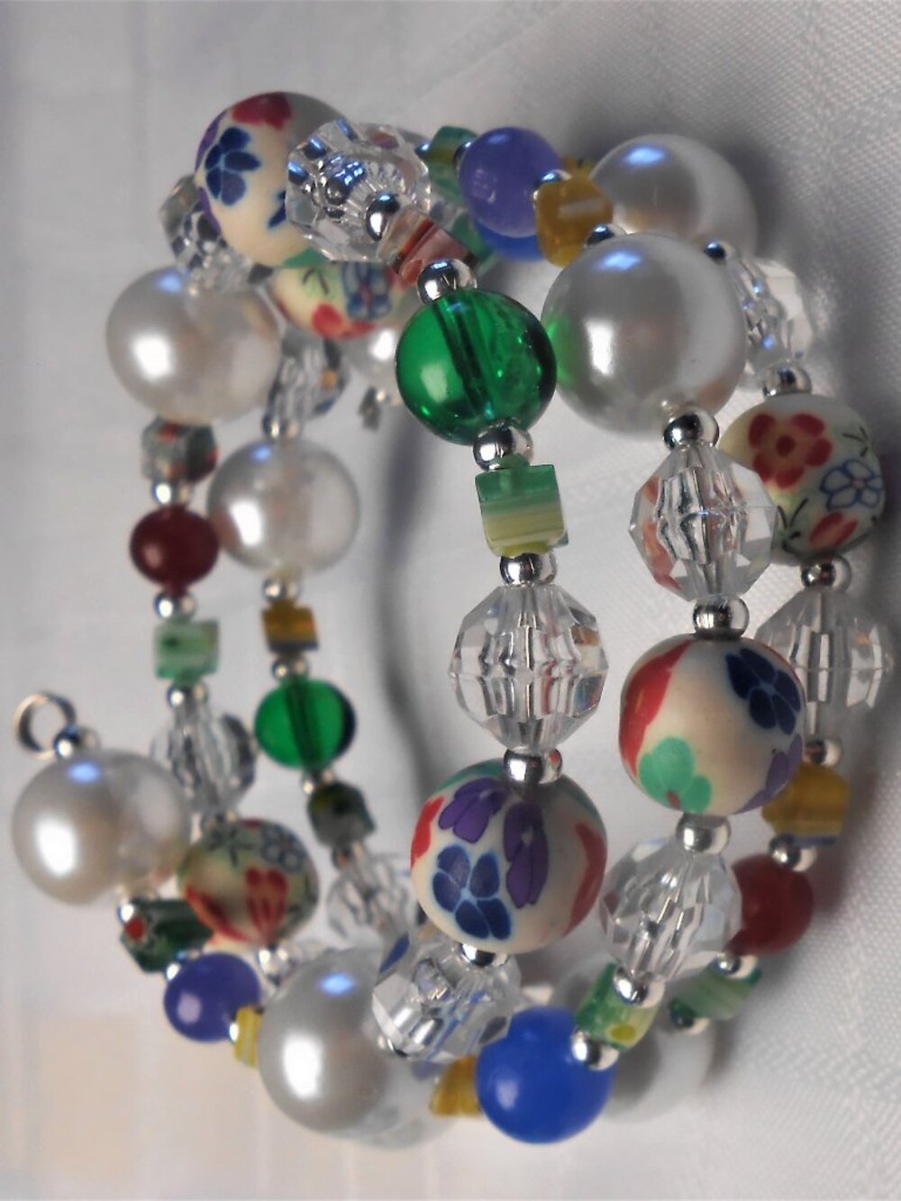 Handmade jewelry set with memory wire bracelets and earrings No 106